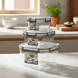 Acrylic Square Tupperware Set - 3 Pcs